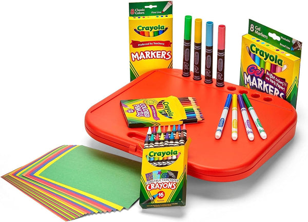 Crayola Create 'N Carry Art Set (75Pcs), 2-In-1 Lap Desk & Carrying Case, Art Kit for Kids Crafts, Drawing & Coloring Supplies, Easter Gifts for Kids