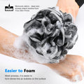 Black Loofah on a Stick PE Soft Mesh Luffa with Non-Slip Wooden Handle Made of Soft and Sturdy Rubber Material Back Scrubber for Shower for Women
