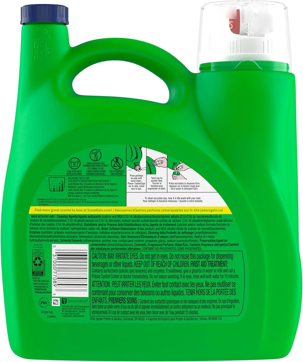 Gain + Aroma Boost Liquid Laundry Detergent, Island Fresh Scent, 107 Loads, 154 Fl Oz, HE Compatible