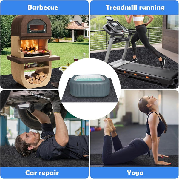 80 * 80 Inch Hot Tub Mat, Extra Large Inflatable Hot Tub Pad Outdoor Indoor, Waterproof Slip-Proof Backing, Absorbent Spa Pool Ground Base