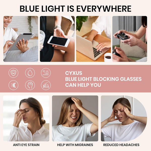 Cyxus Blue Light Glasses for Woman, Fashion Computer Glasses on Office Reduce Eye Strain anti Migraine for Working Reading