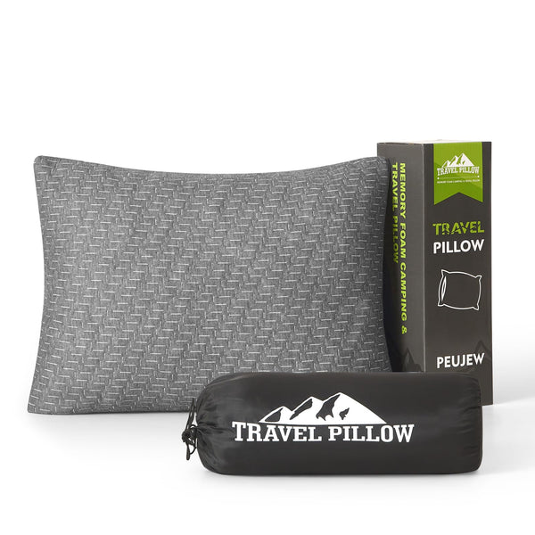 Small Shredded Memory Foam Pillow, Camping Pillow Travel Pillow - Compressible Medium Firm, Breathable Cover, Ideal Backpacking Hiking, Airplane