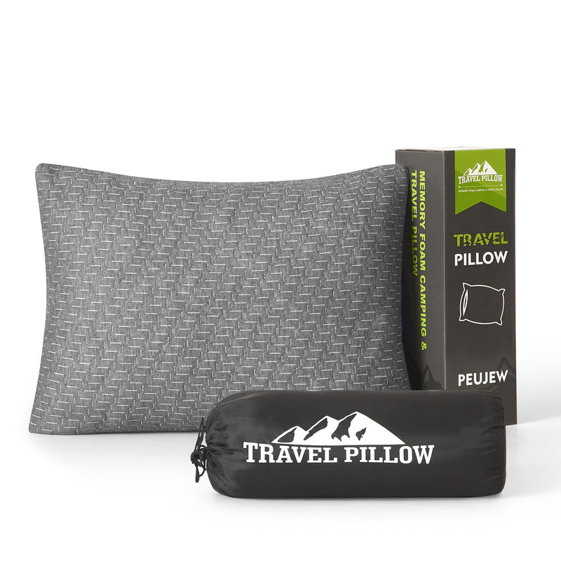 Small Shredded Memory Foam Pillow, Camping Pillow Travel Pillow - Compressible Medium Firm, Breathable Cover, Ideal Backpacking Hiking, Airplane