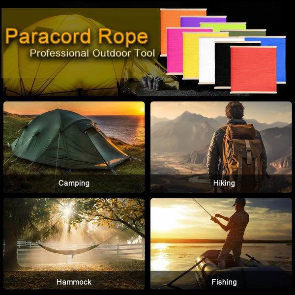 Coobigo Outdoor Paracord Rope 1000Lb 12 Strand Stronger than 550 Parachute Cord,100Ft White Camping Rope for DIY Weave Bracelet/Lanyards,Tent