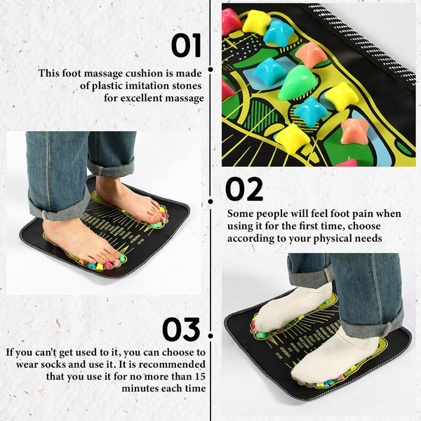 Trelaco Foot Massage Mat Reflexology Walk Stone Road Foot Massage Acupoint Mat for Acupressure Relaxes for Long Sitting Elderly Students and