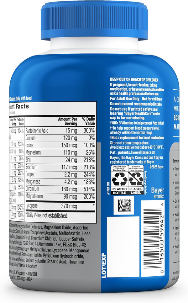 One A Day Men’s 50+ Healthy Advantage Multivitamin, Multivitamin for Men with Vitamins A, C, E, B6, B12, Calcium and Vitamin D, Tablet, 200 Count