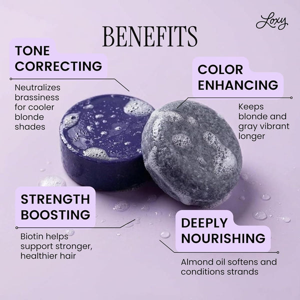 Naturel Toning Purple Shampoo and Conditioner Bar Set with Biotin for Blonde or Grey Hair, Shampoo Bar and Conditioner Bar for Blonde or Grey