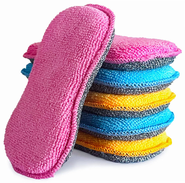 UPSTAR Dish Sponges Kitchen, Microfiber Cleaning Scrubber for Dishwashing, Sink, Basin and Multi-Pupose, Non-Scratch Pack of 6