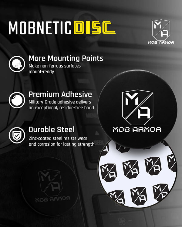 Mob Armor Magnetic Phone Mount Plates - Strong Adhesive Steel Discs for Mobnetic Maxx & Mob Magnetic Car Mounts, Compatible with Phone Magnet