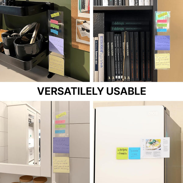 Monitor Memo Board 2Pcs - Flexible Clear PET Computer Screen Sticky Note Holder - Side Panel Message Organizer - Versatile Office Desk Accessories