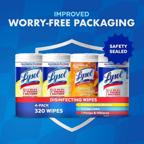 Lysol Disinfecting Wipes Bundle, Home Apartment Dorm Room Essentials and Cleaning Supplies, All Purpose Cleaner, Multi-Surface Cleaning Wipes,