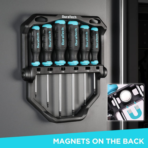 DURATECH 6-Piece Magnetic Screwdrivers Set, 3 Phillips and 3 Flat Head S2 Steel Screwdriver Set with 180Â° Rotating Storage Rack, Professional