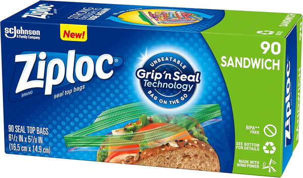 Ziploc Sandwich Bags with New Grip 'N Seal Technology, 90 Count