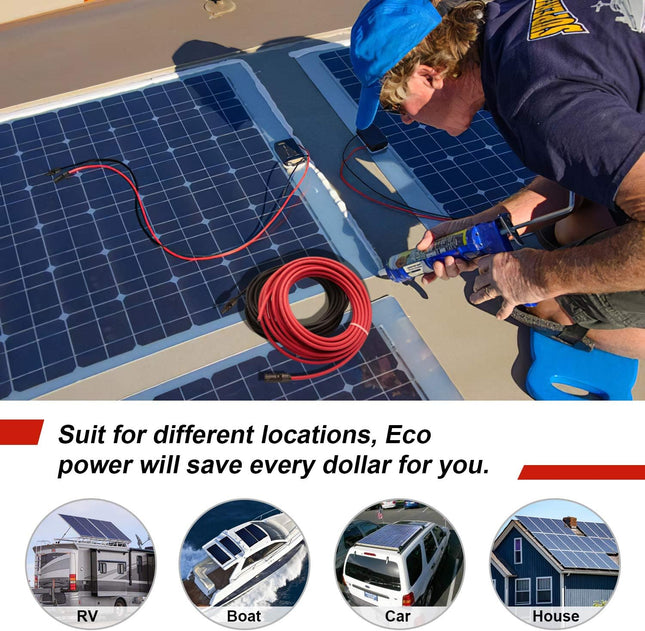 Kohree 30 Feet Solar Panel Extension Cable: 30Ft X2 10AWG Female and Male Connectors,6Mm Solar Panel Wires with Extra Co