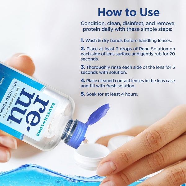 Renu Contact Lens Solution, Advanced Formula, Multi-Purpose Solution with Lens Case, Gently Cleans, Disinfects, Moisturizes & Hydrates Soft Lenses