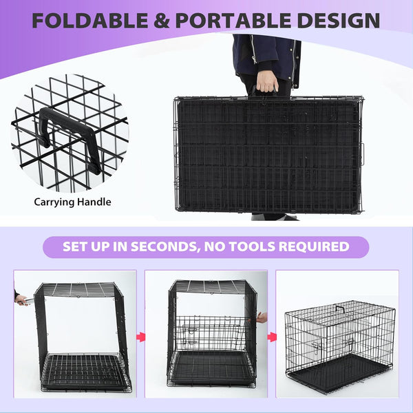 Bestpet 30 Inch Dog Crates for Medium Small Dogs Folding Metal Wire Crates Dog Kennels Outdoor and Indoor Pet Dog Cage Crate with