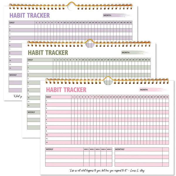 Habit Tracker Calendar, Daily Weekly Goal and Habit Tracker Journal, 12 Months Undated Habits Tracker Planner with Spiral Binding, Boost