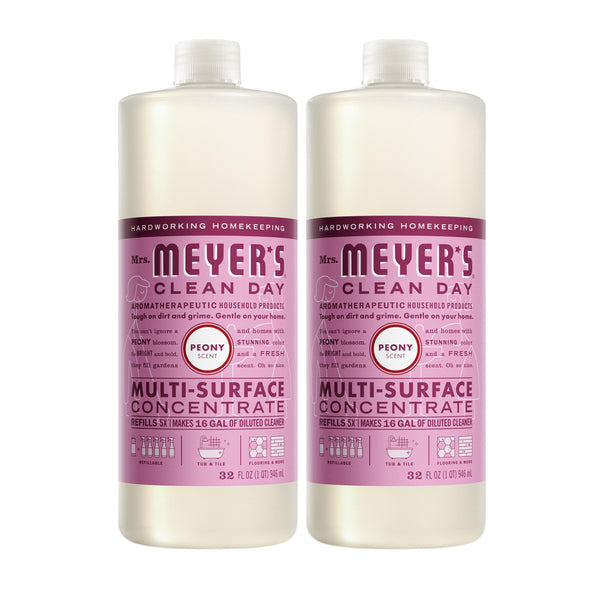 MRS. MEYER'S CLEAN DAY Multi-Surface Cleaner Concentrate, Use to Clean Floors, Tile, Counters, Peony, 32 Fl. Oz - Pack of 2