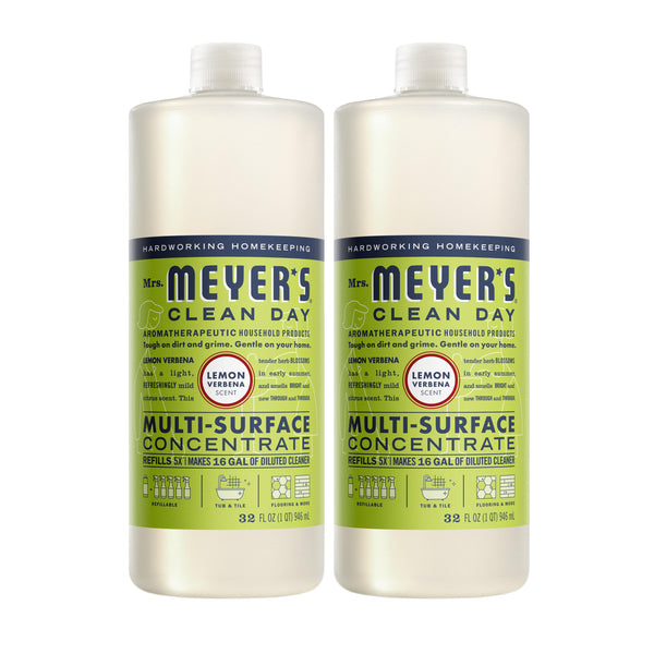 MRS. MEYER'S CLEAN DAY Multi-Surface Cleaner Concentrate, Use to Clean Floors, Tile, Counters, Lemon Verbena, 32 Fl. Oz - Pack of 2
