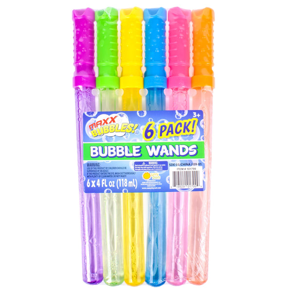 Sunny Days Entertainment Maxx Bubbles 4Oz Bubble Wands â 6 Pack Bubble Wand Toy | Summer Fun, Outdoor Birthday Party Favors for Kids, 101799 Blue