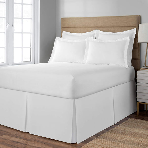 Space Maker Extra-Long 21" Drop Length Bed Skirt, Queen, White