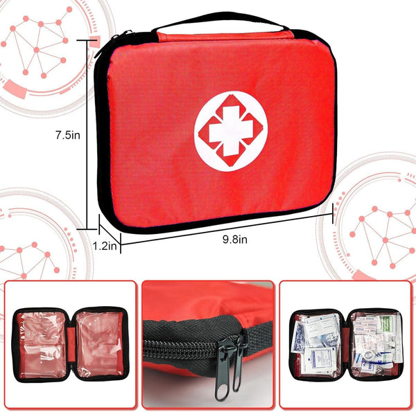 Travel-First Aid-Kit Car-Home 300PCS Survival-Kit Outdoor-Adventure - Small Portable Red Emergency Essential Sets Office Hiking Camping Business