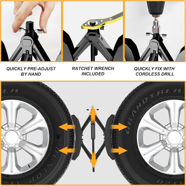 Camper Wheel Chock Stabilizer 2 Sets, Upgraded Side Grain Heavy Duty X-Shaped Stabilizer Wheel Chock RV Travel Trailer Accessories Anti-Move anti