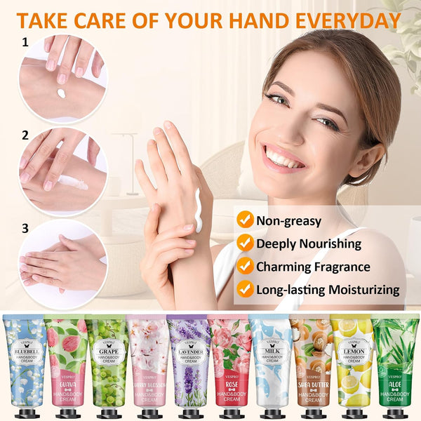 VESPRO 126 Pack Mothers Day Gifts Hand Cream Set for Women, Bulk Hand Lotion Travel Size for Dry Cracked Hands, Mini Hand Lotion for Thank You