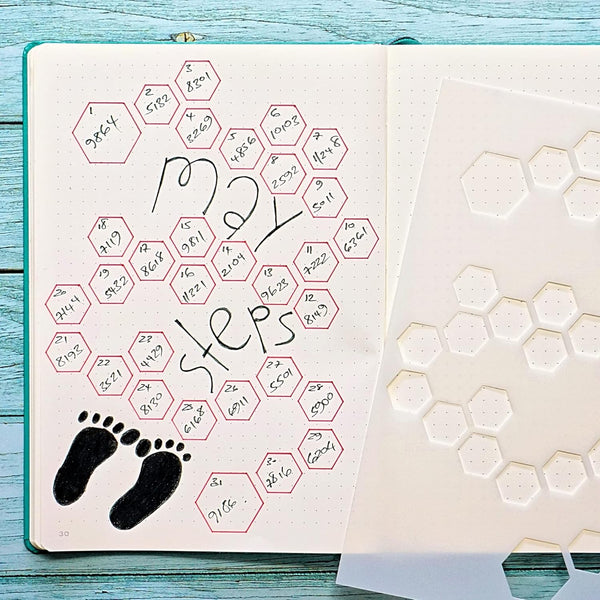 Habit Tracker Stencils - X6 Habit Stencils, Circle Trackers, Monthly Tracking, Gratitude - Get Healthy, Achieve Goals with Journaling Supplies to
