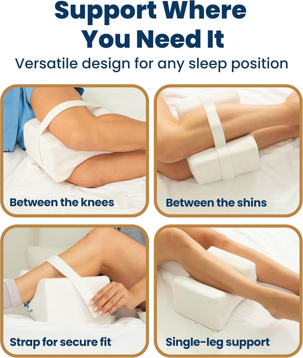 Everlasting Comfort Memory Foam Leg & Knee Pillow for Side Sleepers - FSA/HSA Eligible Sciatica Pain Relief Leg Pillow for Side Sleeping -