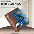 Swallowmall Airtag Wallet Men RFID Blocking Genuine Leather Bifold Mens Wallet for Airtag 1 ID Window 12 Card Holders Gift Box (Airtag Not