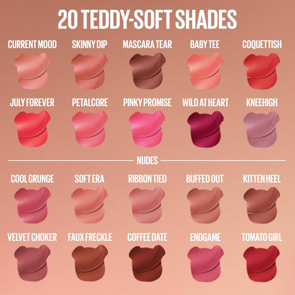 Maybelline Super Stay Teddy Lip Tint, Long Lasting Matte Lipstick for up to 12HR Wear, Kneehigh, 1 Count
