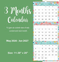 Calendar 2025-2026 - May. 2025 - Jun. 2026, 3 Month Display Wall Calendar (Folded in One Month), 11.3" X 26" (When Opened), Vertical Calendar