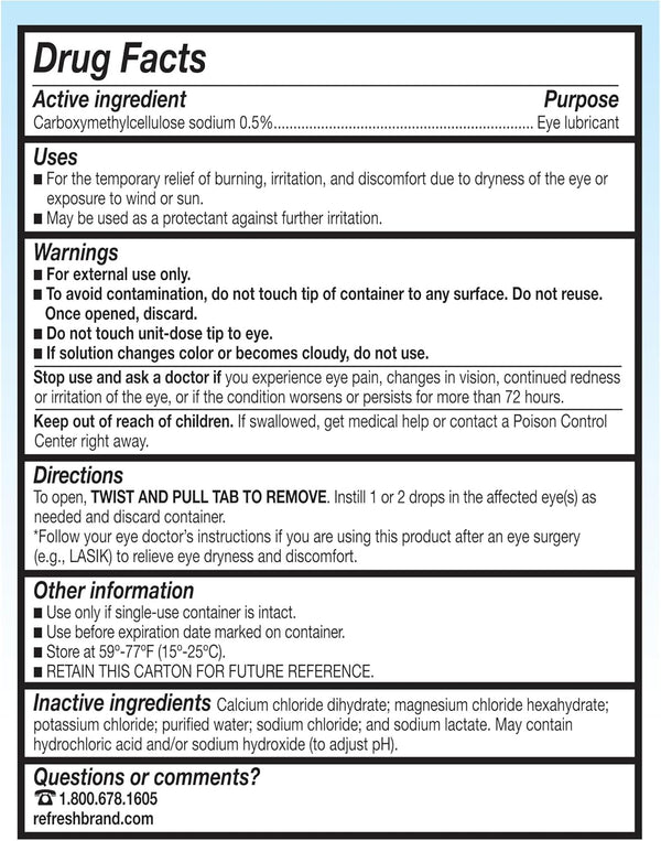 Refresh Plus Lubricant Eye Drops, Preservative Free, Single Use Containers, 30 Count 30 Count (Pack of 1)