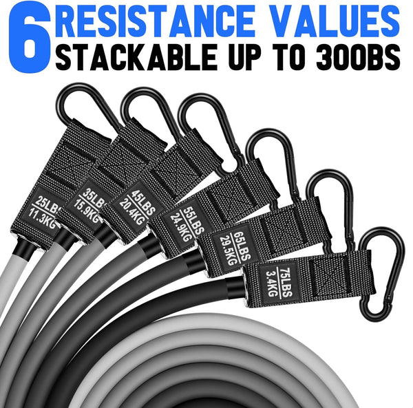 Heavy Exercise Bands Resistance Bands for Working Out, 300Lbs/360Lbs Fitness Workout Bands with Handles, Door Anchor, Leg Ankle Straps, Home Gym