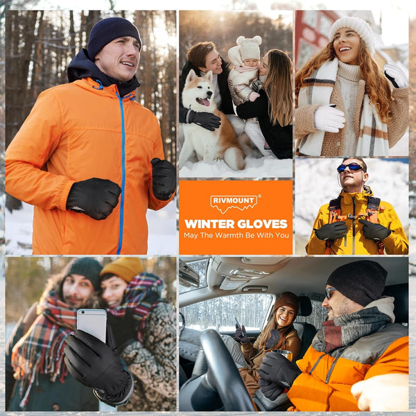 Rivmount Winter Waterproof Ski Snow Warm Gloves for Women Men, Windproof Cold Weather Thermal with Touchscreen Fingers, for Running Driving