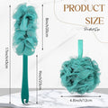 Sunnyray 4 Pack Back Scrubber for Shower and Shower Loofah Sponge Set, 50G Shower Loofah Poufs, Loofah Body Scrubber with Long Handle, Loofah on a