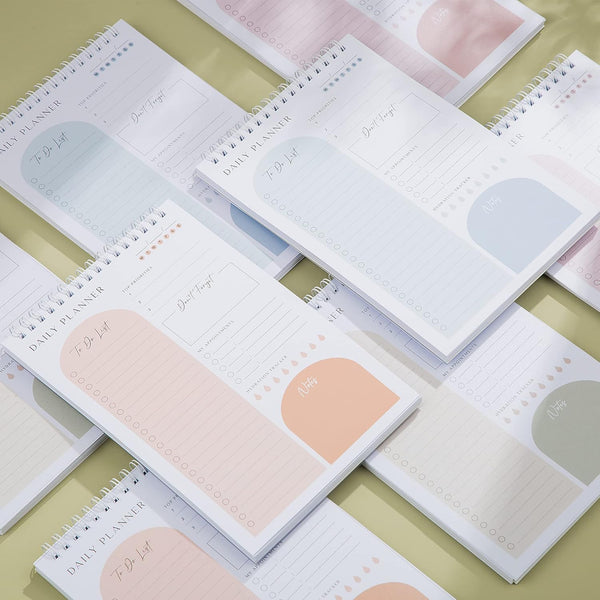 Daily Planner to Do List Notepad 60 Undated Pages,Apricot,Twin-Ring Spiral Bindling 6X9 Inch Desktop Daily Planning Notepad with Protective