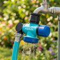 Aqua Joe SJI-MFGA1 Multi-Function Outdoor Water-Tap Connector, 180-Degree Pivoting Hose Connector with 360-Degree Rotating Tap Connector
