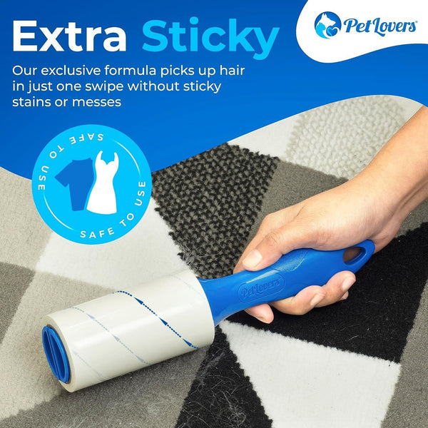 Petlovers Extra Sticky Lint Roller Mega Value Set 450 Sheets for Pet Hair Removal and Clothes, Dog and Cat Lint Remover 5 Pack