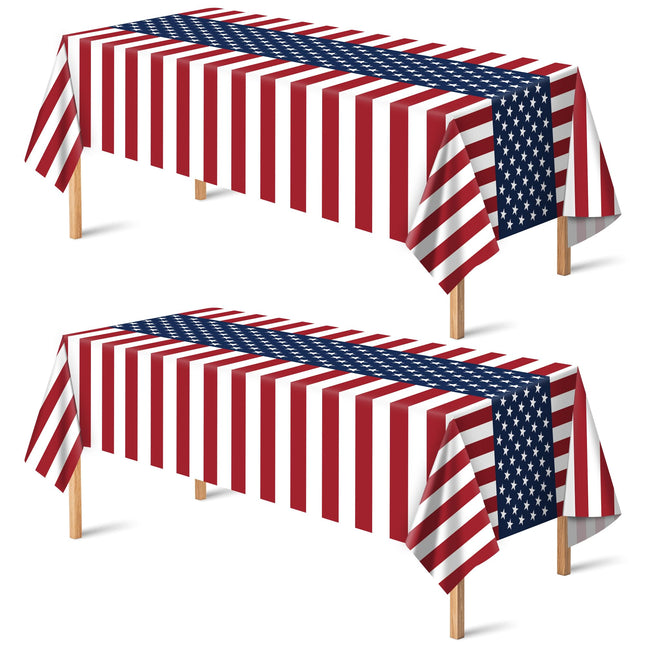 OHOME 4Th of July Decorations - Patriotic American Flag Plastic Tablecloth for Memorial Day | Fourth of July Accessories