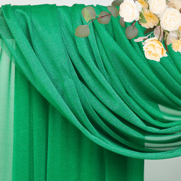 Wokceer Emerald Green Wedding Arch Draping Fabric Backdrop 3 Panels 28.7" X 20FT Sheer Drapes Fabric for Wedding Arbor Ceremony Party