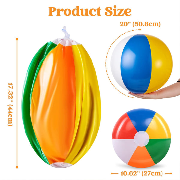 JOYIN 4-Pack 20" Beach Balls - Large Rainbow Beach Ball Inflatable Pool Toys for Party Supplies Decorations, Adults Kids Birthday Luau Summer