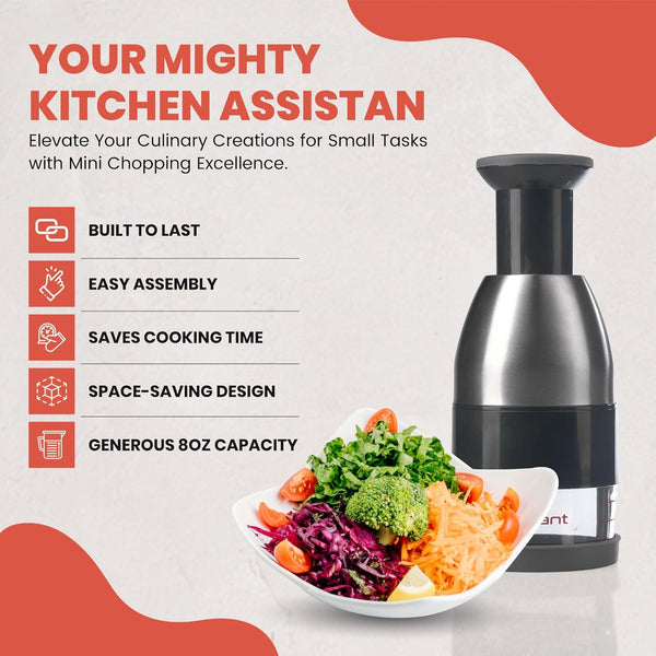 Slap Chop Manual Hand Chopper - Versatile Food Dicer, Vegetable Slicer and Onion Chopper, Handy Nut Chopper, Garlic Mincer and Onion Cutter,