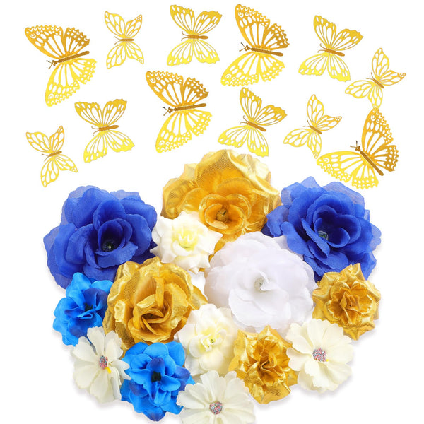 Knitgrip 27 Pcs DIY Graduation Cap Decorations Accessory Kit Include Faux Flower Heads and 3D Butterfly for Graduation Cap Decoration Home