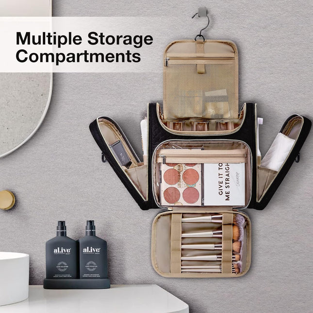 BAGSMART Toiletry Bag, Travel Toiletry Bag for Women, Water-Resistant Cosmetic Makeup Bag, Large Capacity Door Room Esse