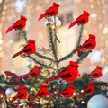 Berfutall-Cardinal Clip On Christmas Tree Ornament Decorations - Red Feathers Set of 12 Pieces Each is 2.8" Lon(A) A 12pc