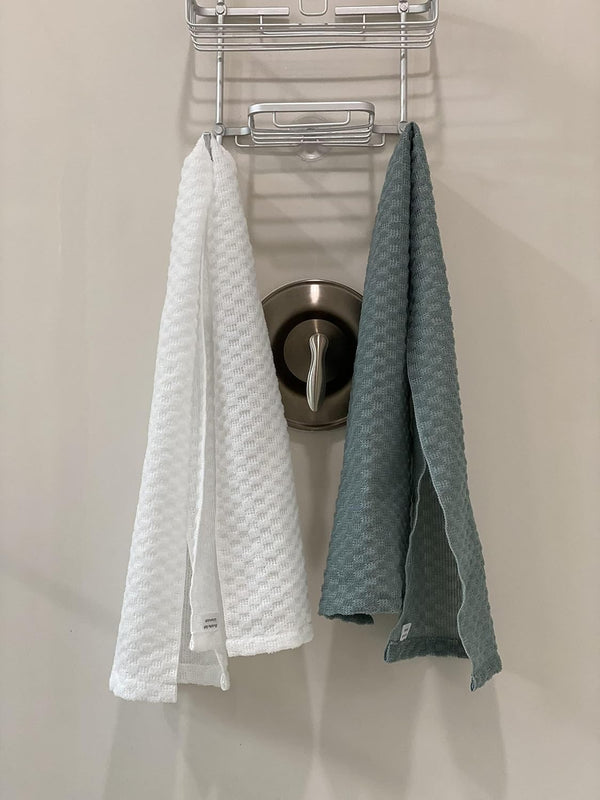 Extra Long Exfoliating Shower Towel Washcloth (Medium Exfoliate) - Dark Gray & Bone - (2 Pack)