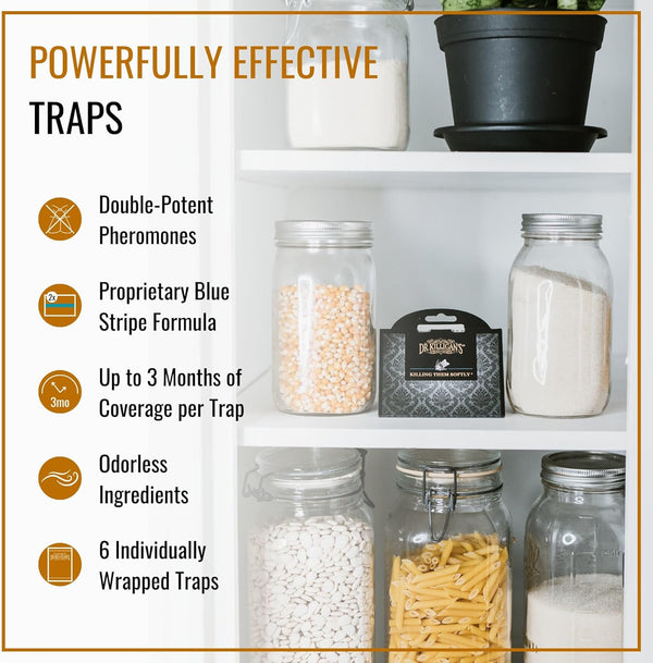Dr. Killigan'S Premium Double Potent Pantry Moth Traps with Pheromones Prime, Sticky Indian Meal Moth Traps for Kitchen, How to Get Rid of Moths