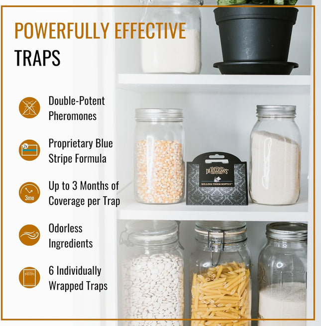 Dr. Killigan'S Premium Double Potent Pantry Moth Traps with Pheromones Prime, Sticky Indian Meal Moth Traps for Kitchen,